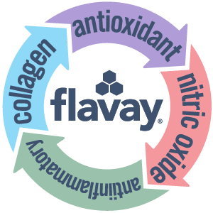 Flavay: collagen renewal, antioxidant, improves nitric oxide function, antiinflammatory